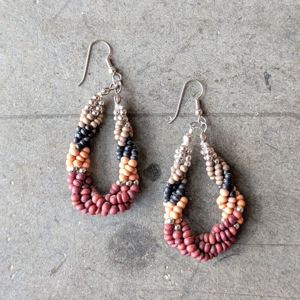 Set of Three Brown Tone Teardrop Dangle Earrings - Picture 8 of 12